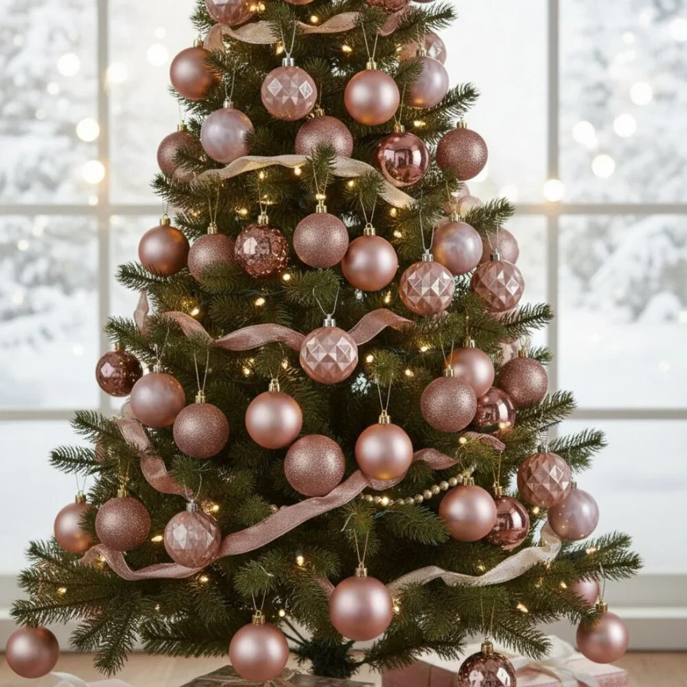 Pink Matte, Shiny And Glitter Ball Christmas Ornaments Holiday Decor 50 Count